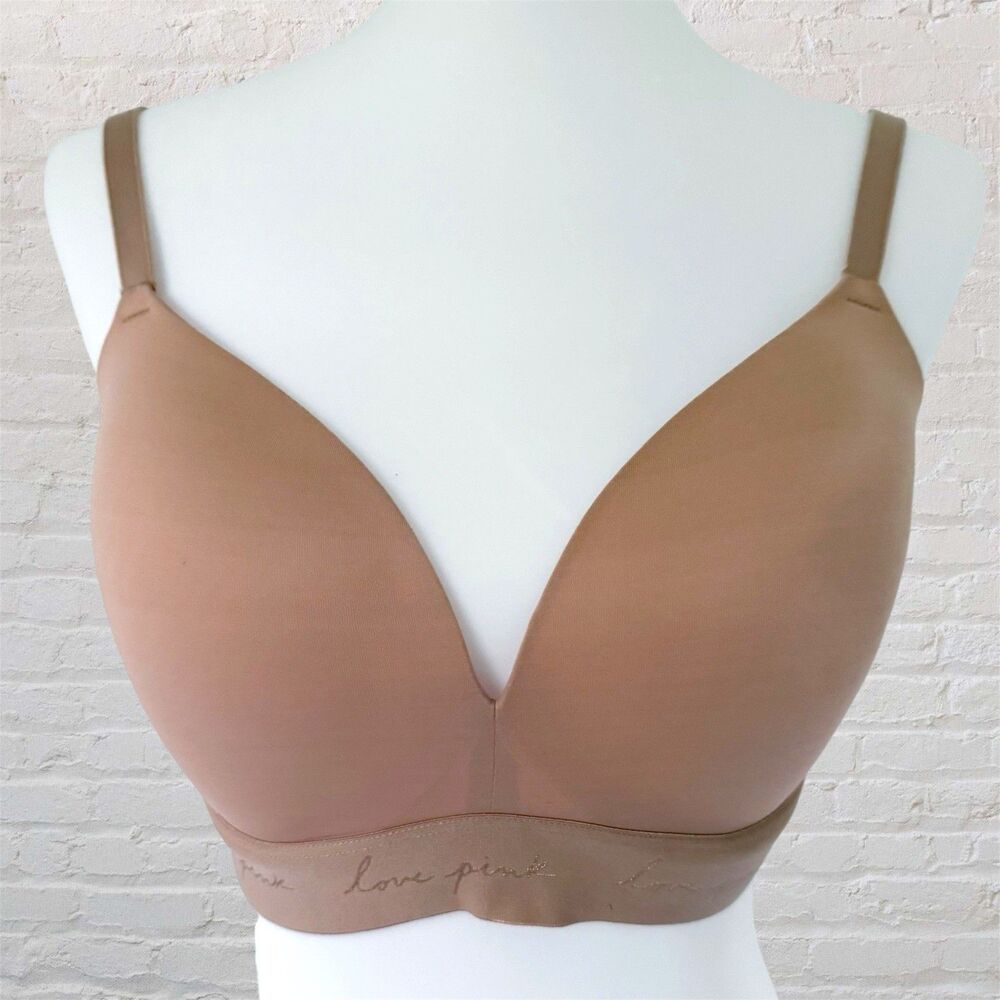 Victoria's Secret Bra Womens VS 38D Tan Wear Everywhere Wireless Push Up Beige